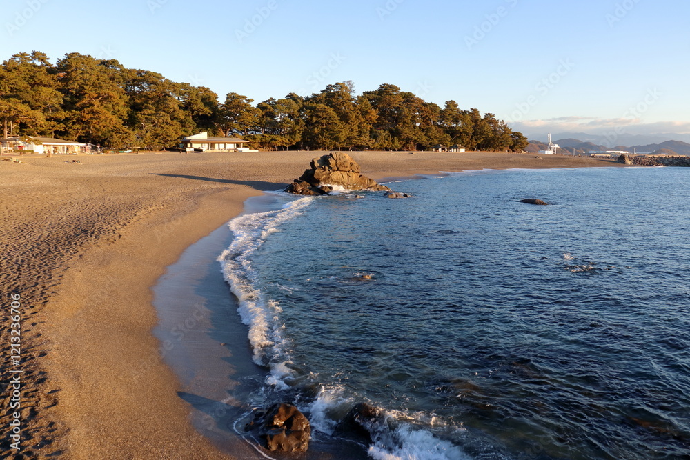 custom made wallpaper toronto digital桂浜　穏やかな朝の浜辺　冬　（高知県　高知市）