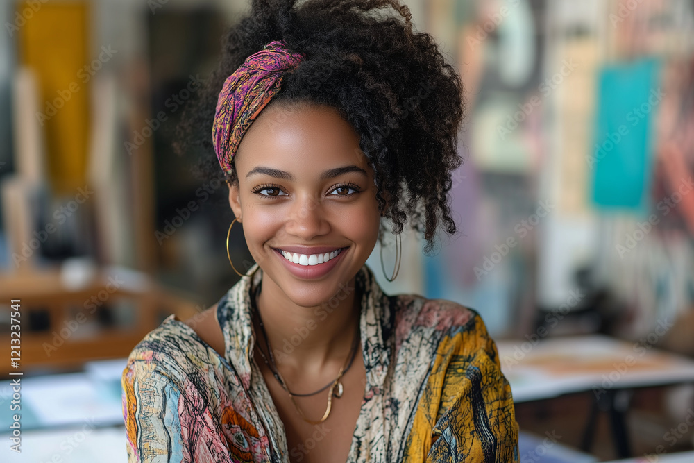 African american woman artist smiling confident drawing at art studio African american woman artist smiling confident drawing at art studio