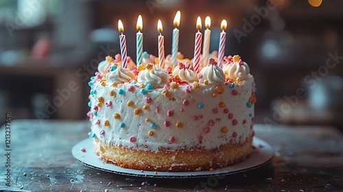 Happy birthday card with birthday cake