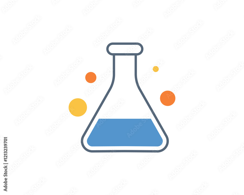 Vibrant flatstyle icon of an Erlenmeyer flask with colorful bubbles, ideal for science, chemistry, research, education, or laboratoryrelated projects. Perfect for websites, apps, and presentations. Vibrant flatstyle icon of an Erlenmeyer flask with colorful bubbles, ideal for science, chemistry, research, education, or laboratoryrelated projects. Perfect for websites, apps, and presentations.