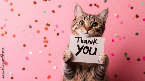 Cute tabby cat holding a 