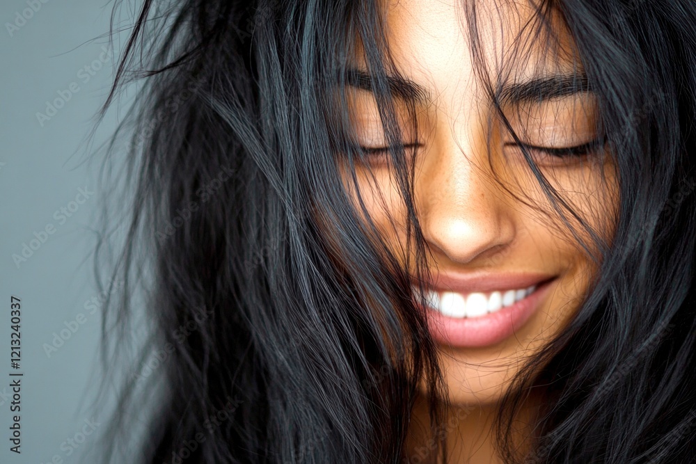 Stunning smiling mixed-race girl - for ads, magazine ad and digital marketing use. Long haircut - highlighted hair. Commercial ad campaign visual idea. Long hair art. Black woman hairstyles. Stunning smiling mixed-race girl - for ads, magazine ad and digital marketing use. Long haircut - highlighted hair. Commercial ad campaign visual idea. Long hair art. Black woman hairstyles.