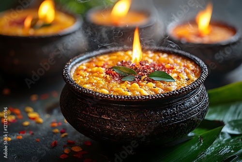 Happy Pongal Holiday Greeting with Cultural Elements