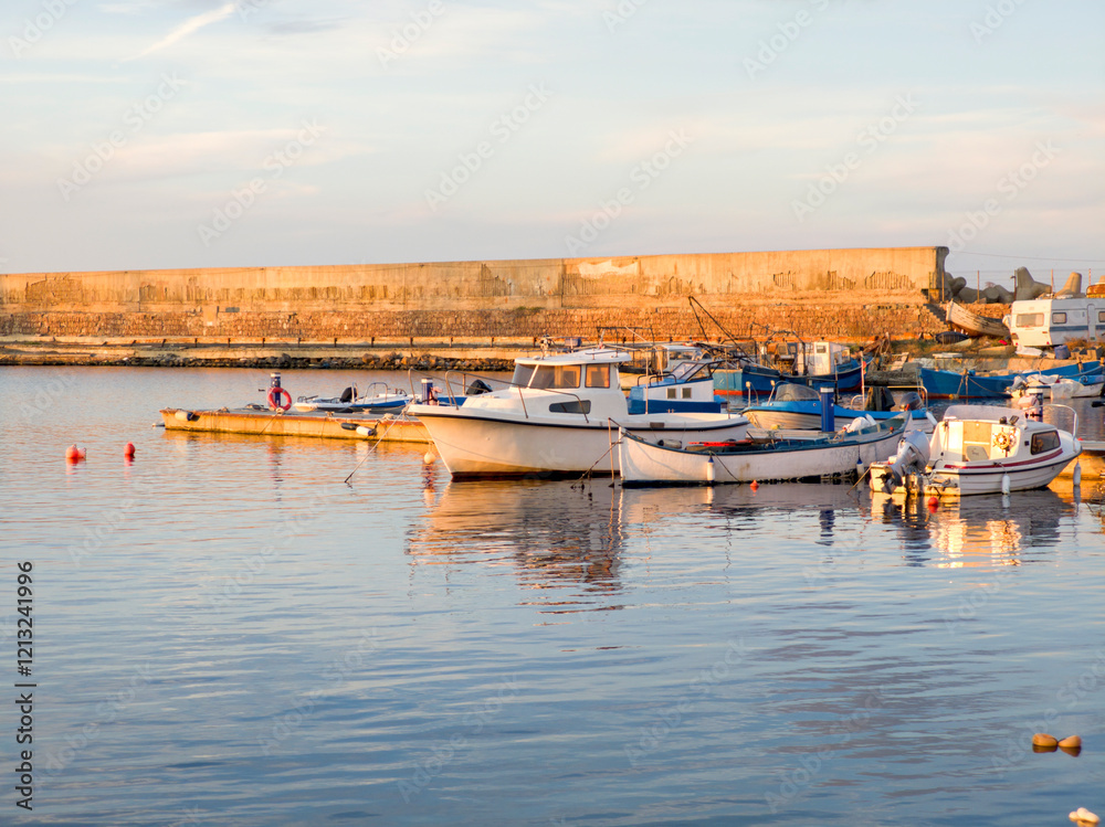 Fototapeta premium Sunset view of the port of Sozopol, Bulgaria