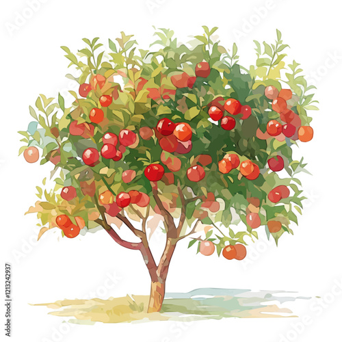 Wallpaper Mural Midyim Berry Plant with Fruit – Delicate Watercolor Vector Illustration for Creative Use  
 Torontodigital.ca