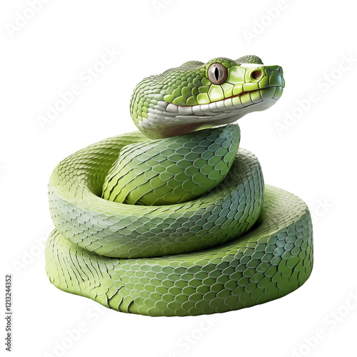 Poisonous Snake On White Background	