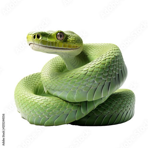 Green Snake Isolated On Transparent Background	
