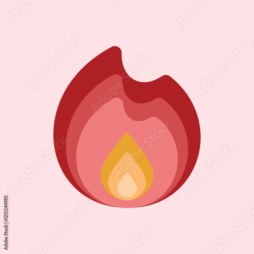 Candle icon. illustration of a red candle with flame. Pink fire illustration design. Soft and non-destructive fire. Beautiful fire illustration element design