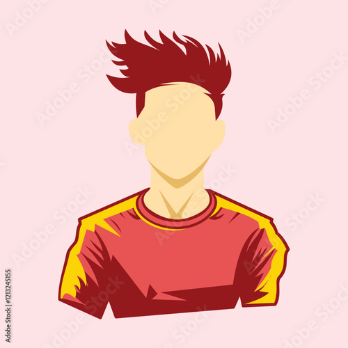 illustration of a soccer player in red t-shirt and shorts. Design element illustration of man soccer player in red uniform