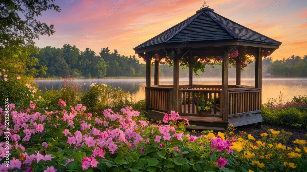 Serene Sunrise Gazebo by the Lake Serene Sunrise Gazebo by the Lake