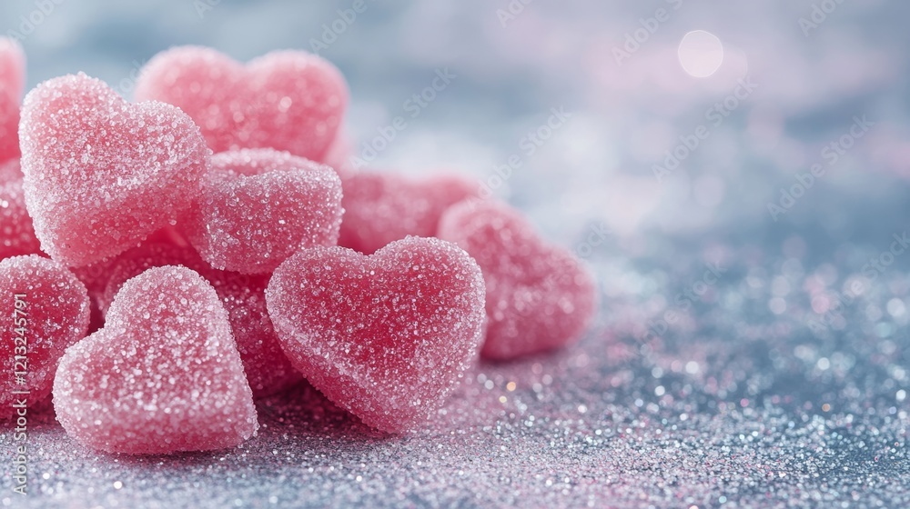 Obraz premium Sweet heart-shaped candies create a festive atmosphere for celebrations and special moments