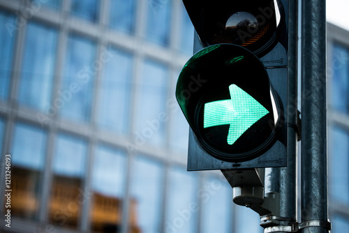 Traffic light signal green arrow to the right photo