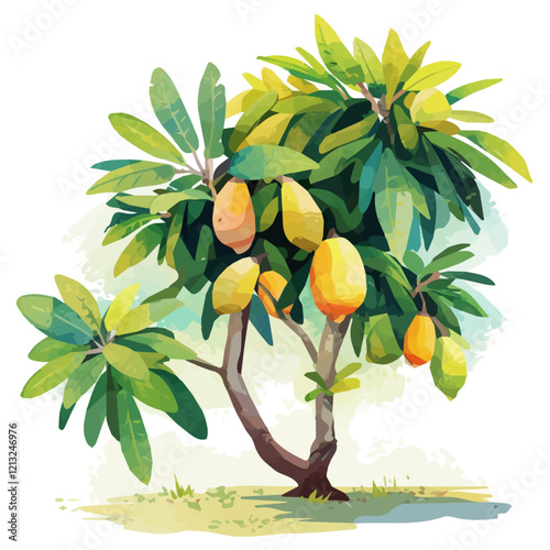 Monkey Pod Tree with Fruit – Elegant Watercolor Vector Illustration for Art & Design  
