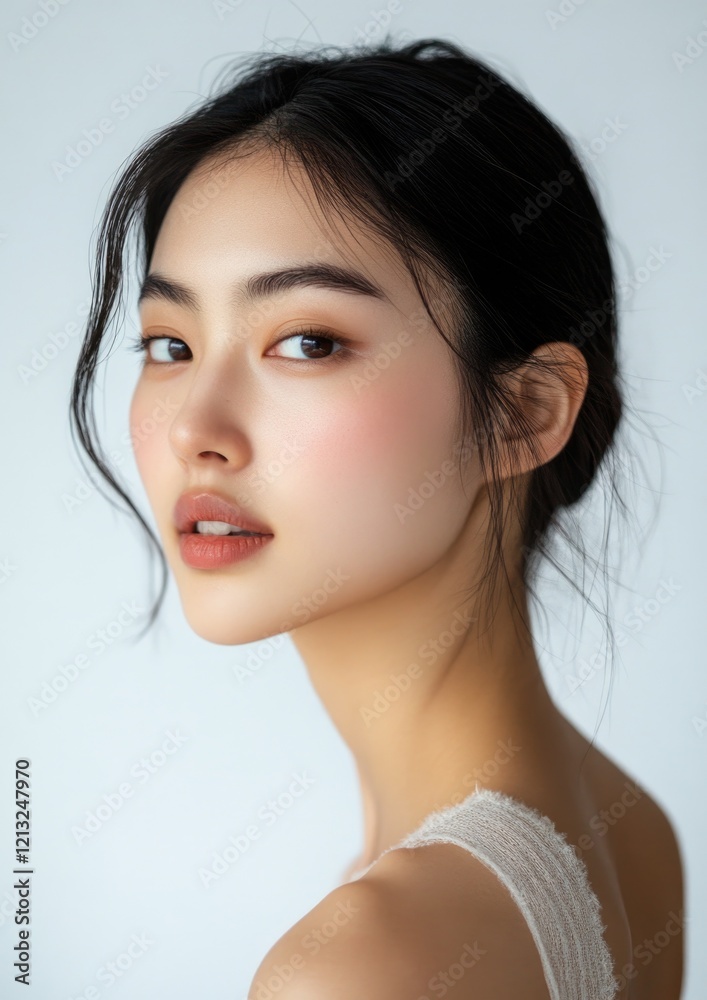Young and beautiful model present skin care and beauty cosmetic product Young and beautiful model present skin care and beauty cosmetic product