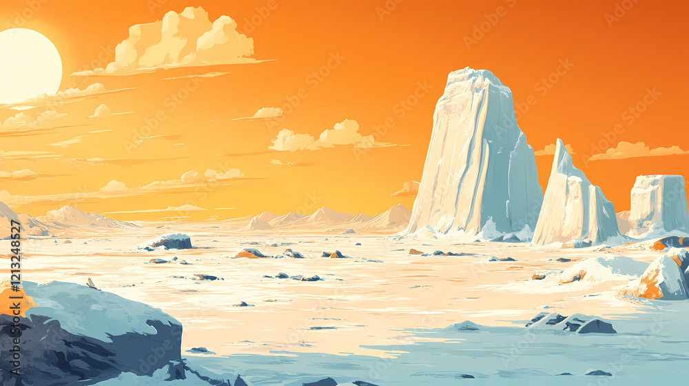 custom made wallpaper toronto digitalStunning desert landscape with encroaching sands representing climate change effects ideal for environmental ads in photo stock concept. Arctic Desert. Illustration