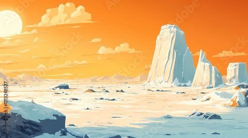 Wallpaper Mural Stunning desert landscape with encroaching sands representing climate change effects ideal for environmental ads in photo stock concept. Arctic Desert. Illustration Torontodigital.ca