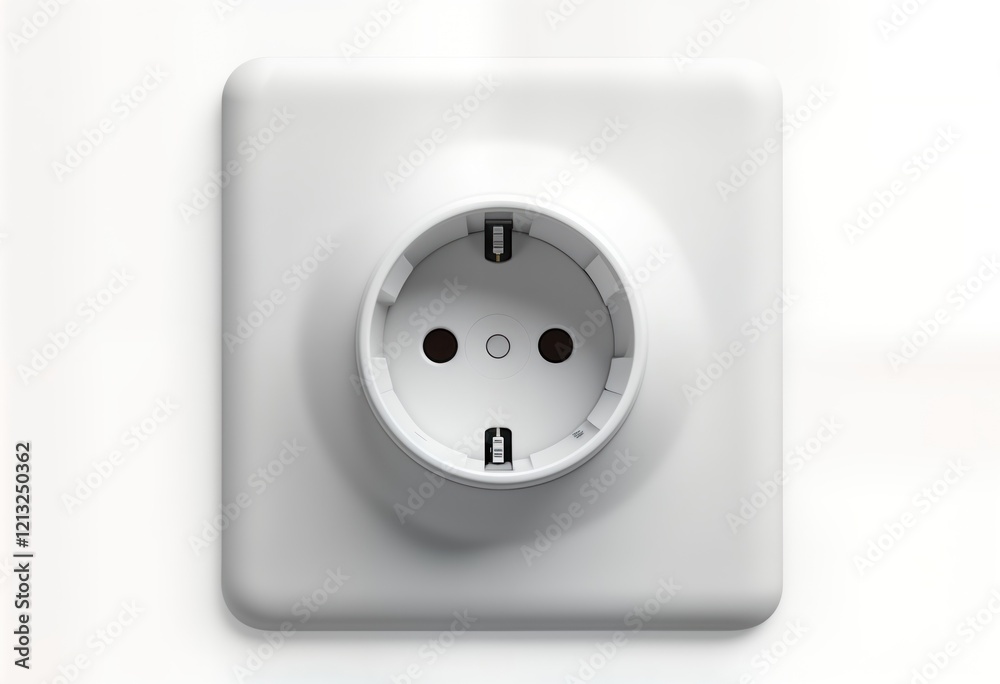 White power outlet isolated on transparent background. Modern electrical receptacle shows internal parts. Neutral color, clean design. Perfect for tech illustrations, design inspiration, electrical White power outlet isolated on transparent background. Modern electrical receptacle shows internal parts. Neutral color, clean design. Perfect for tech illustrations, design inspiration, electrical