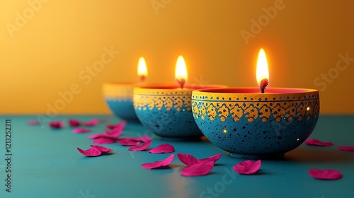Minimalist Happy Diwali Greeting Card with Festival Lights Theme