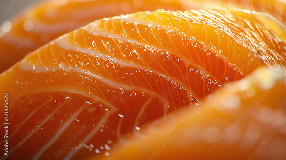 Detailed Close-Up of Stacked Fresh Salmon Fillets in a Pan Detailed Close-Up of Stacked Fresh Salmon Fillets in a Pan