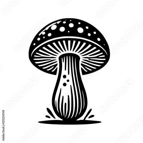 Black and White Mushroom Illustration: A Vintage Botanical Design