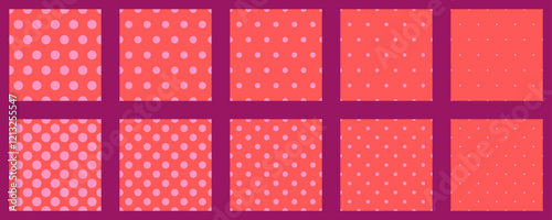 Set polka dots seamless vector pattern. Simple background for web or print. Abstract surface.