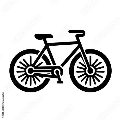 Black and White Bicycle Icon: A Simple Vector Graphic of a Classic Bicycle, Perfect for Cycling Enthusiasts and Fitness Buffs