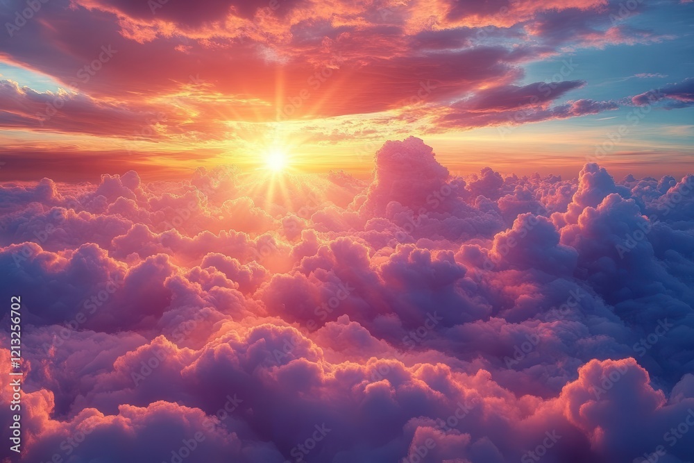 custom made wallpaper toronto digitalethereal cloudscape at magic hour stratified layers of pink and gold clouds with sun rays piercing through dreamy atmosphere