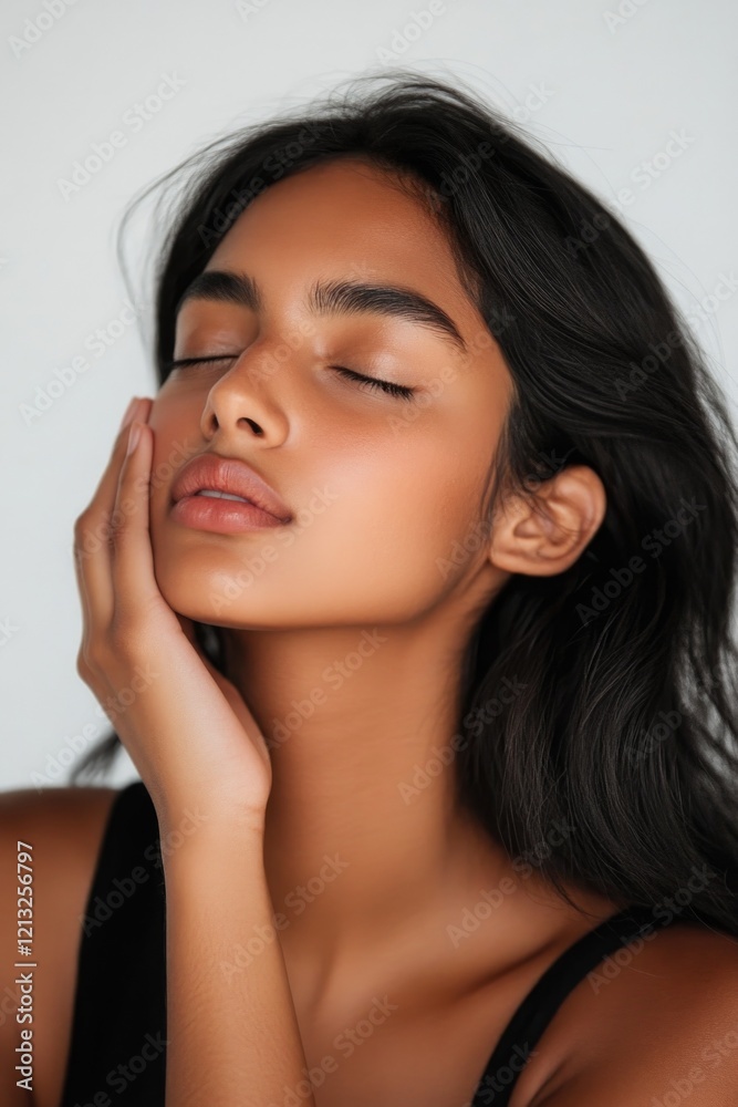 Young and beautiful model present skin care and beauty cosmetic product Young and beautiful model present skin care and beauty cosmetic product
