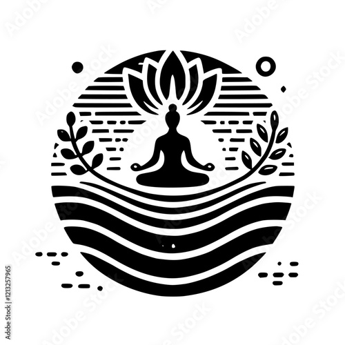 Find your inner peace with this minimalist meditation art.  A serene depiction of yoga, mindfulness, and zen, perfect for a peaceful home or office space.  Embrace tranquility and balance.