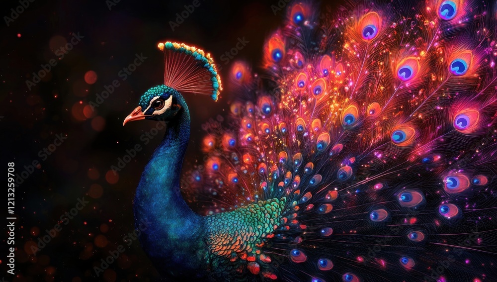 A Peacock in a Burst of Color and Light A Peacock in a Burst of Color and Light