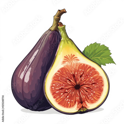 Vector illustration Figs isolated on a white background.