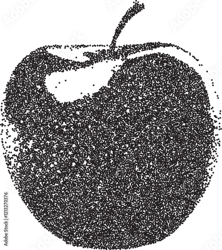Apple vintage y2k stipple art, fruit halftone stipple brutalist retro vector png with transparent background, organic 2000s aesthetic photocopy effect tattoo