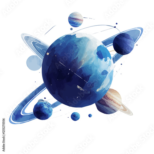 Planetary Magnetosphere | Abstract Watercolor Flat Vector Representation.  
