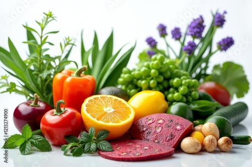 Fresh, colorful fruits and vegetables