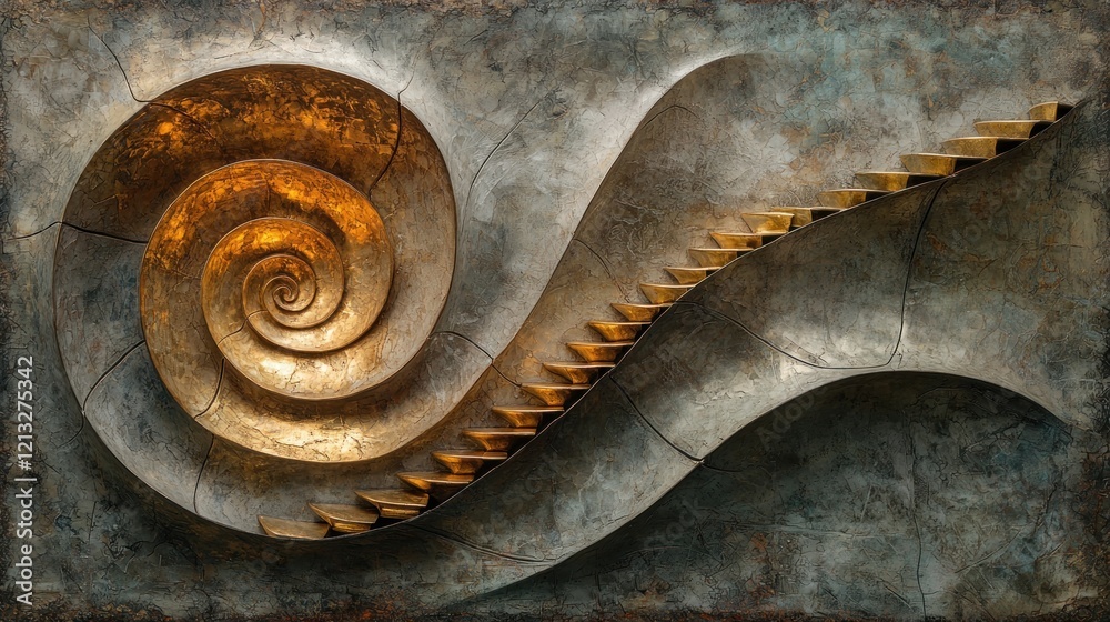 Golden Spiral Staircase: A Journey into Abstract Art Golden Spiral Staircase: A Journey into Abstract Art