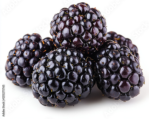 Ripe blackberries clustered together, showcasing their dark, glossy surface. photo