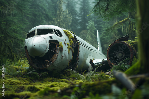 Wallpaper Mural Carcasse d'avion de ligne dans une forêt Torontodigital.ca