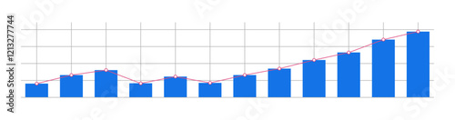 Graph, financial chart. Abstract geometric background. Vector illustration chart design. Blue Bar Chart Data Visualization Simple Trend Line Graph