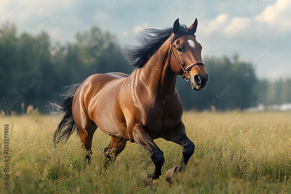 Fototapeta premium Horse Galloping Over Grasses