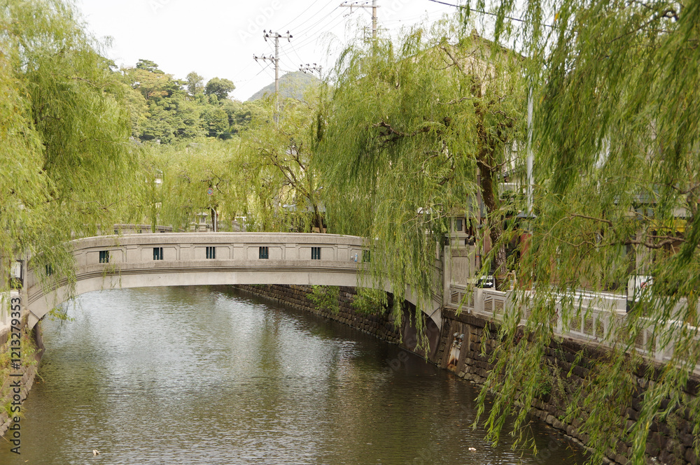 川に掛かる石橋と緑 川に掛かる石橋と緑