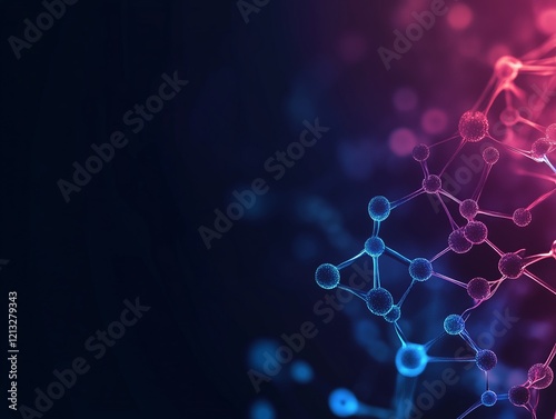 Abstract Science atoms and molecules. View of Human Genome Structure on Dark Background