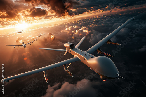 Drones militaires d'attaques en vol