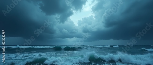 Fototapeta Naklejka Na Ścianę i Meble -  The stormy sea under a cloudy sky