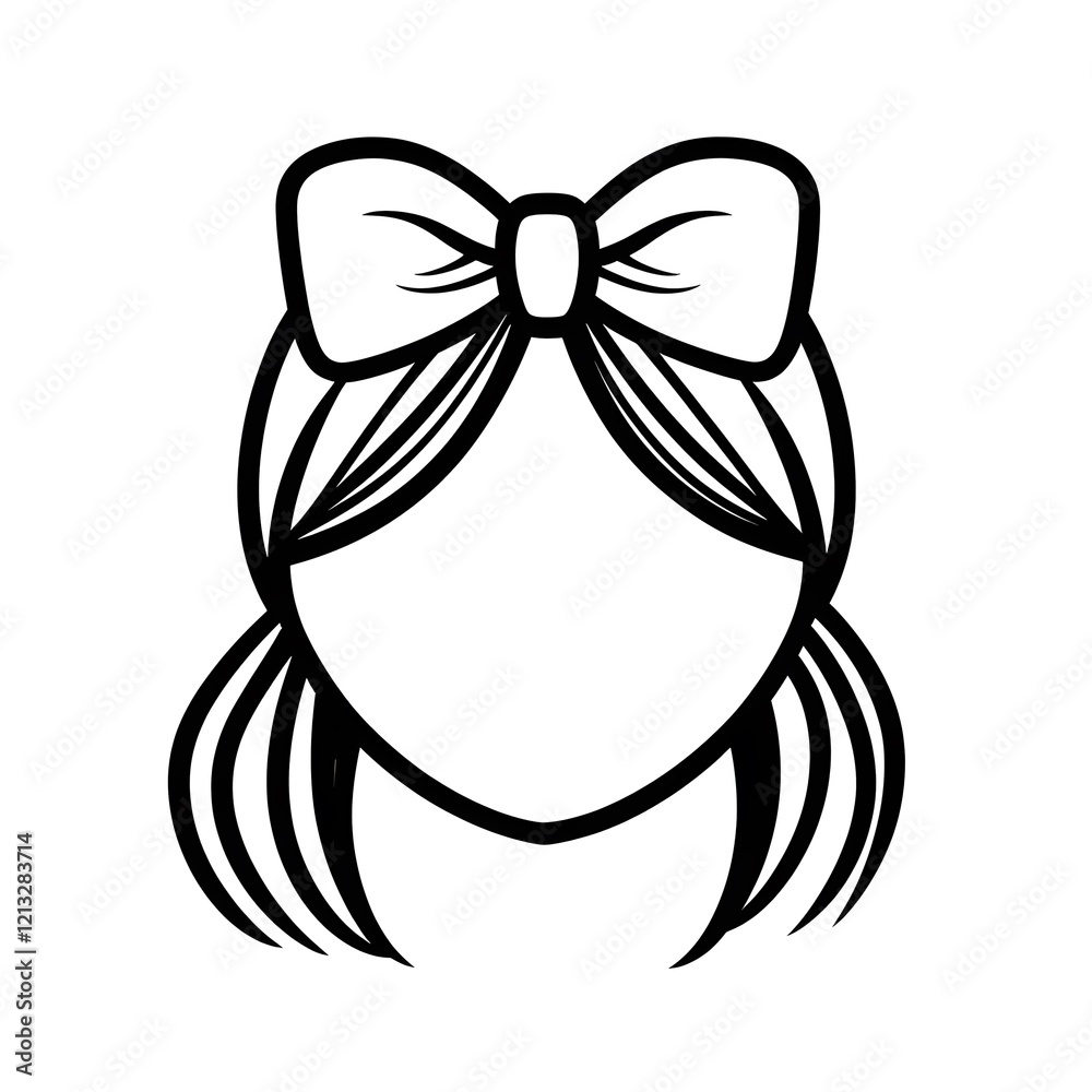 icon of Cheerful Girl with Bow: Whimsical Cartoon Illustration for Children's Fashion & Design icon of Cheerful Girl with Bow: Whimsical Cartoon Illustration for Children's Fashion & Design