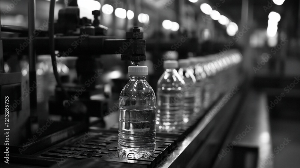 Factory bottling line filling water bottles Factory bottling line filling water bottles