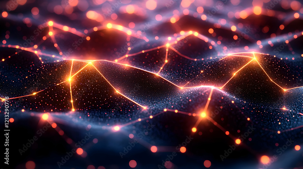 Fototapeta premium Abstract glowing network background with flowing energy and data connections