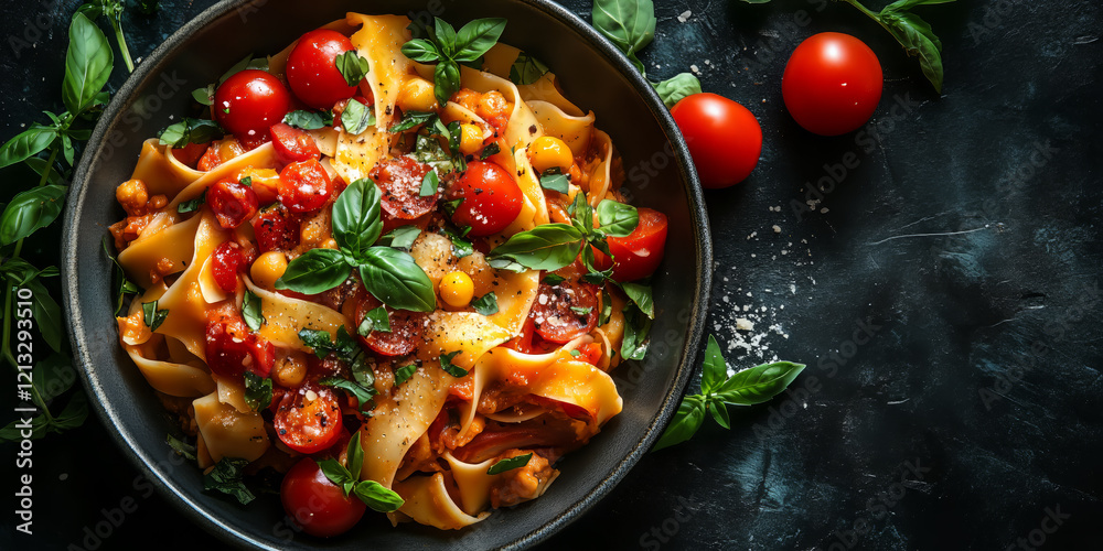 Pasta with Chickpeas, Cherry Tomatoes, and Basil Pasta with Chickpeas, Cherry Tomatoes, and Basil