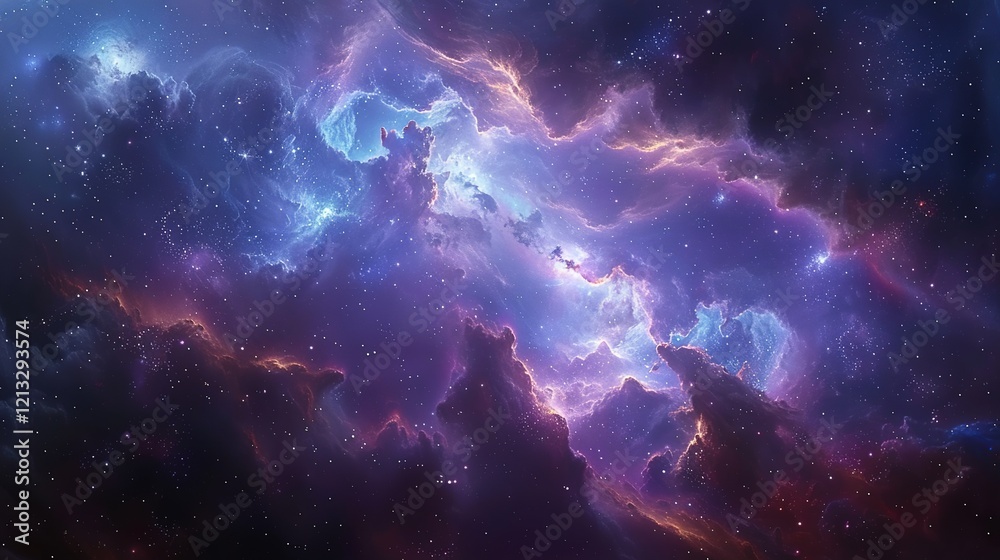 Fototapeta premium Beautiful_blue_galaxy_background_with_stars_and