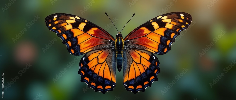 Fototapeta premium A butterfly with vibrant orange and black wings