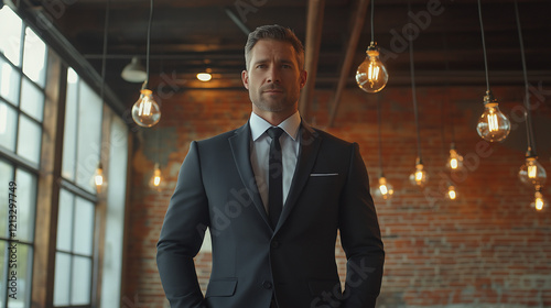 Dynamic professional in a dark suit photo